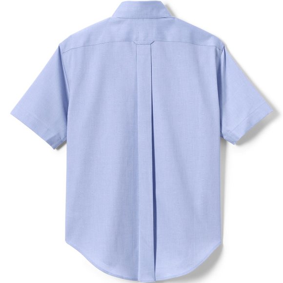NWT LANDS' END BOY'S SHORT SLEEVE NO IRON PINPOINT DRESS SHIRT BLUE 7 - Picture 3 of 10